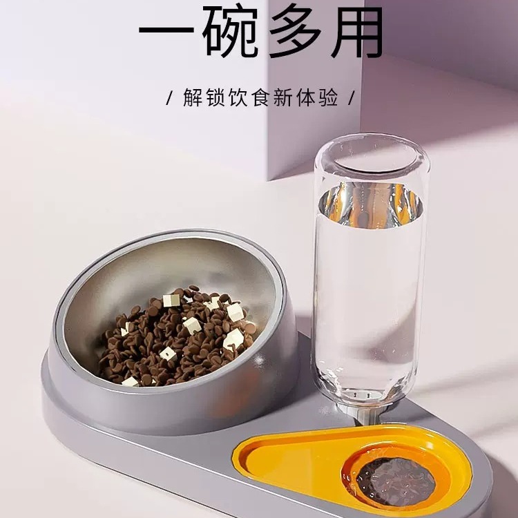 고양이 그릇 더블 그릇 고양이 마시는 그릇 고양이 먹이 분지 대각선 그릇 보호 경추 노크 방지 밥 분지 개 그릇 애완 동물 용품