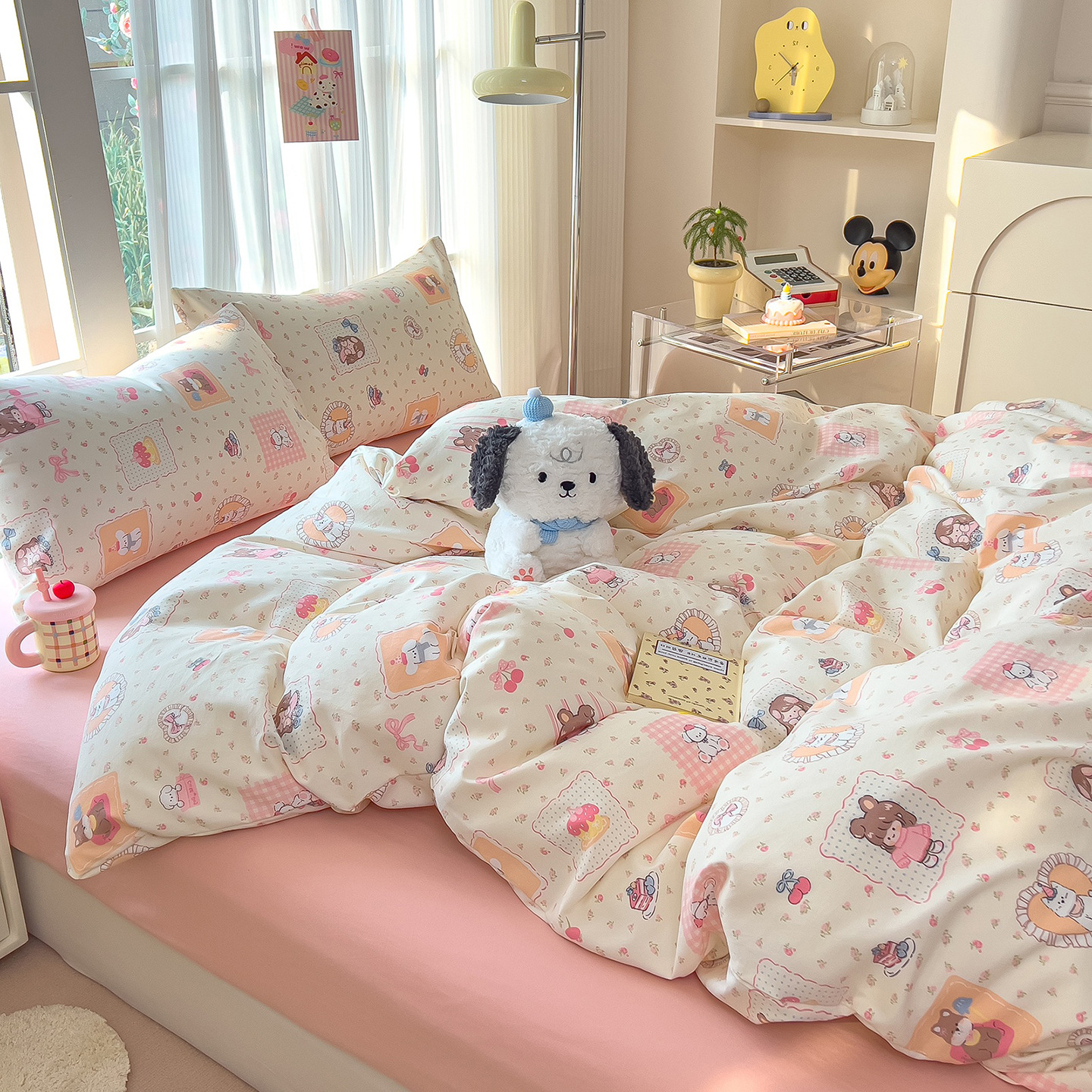 Madre y bebé clase A dormir desnudo algodón cuatro piezas cubierta sábanas de cama super suave cama dormitorio gaza tres piezas