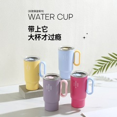 サラリーマンのライト高級 304 ステンレス鋼ミルクティーコーヒーカップ大容量蓋付き学生ホームカップマグ