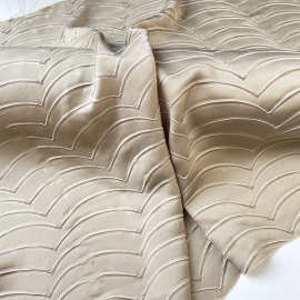 原装 卡其色光泽波浪褶皱醋酸缎高定服装布料套装礼服面料diy