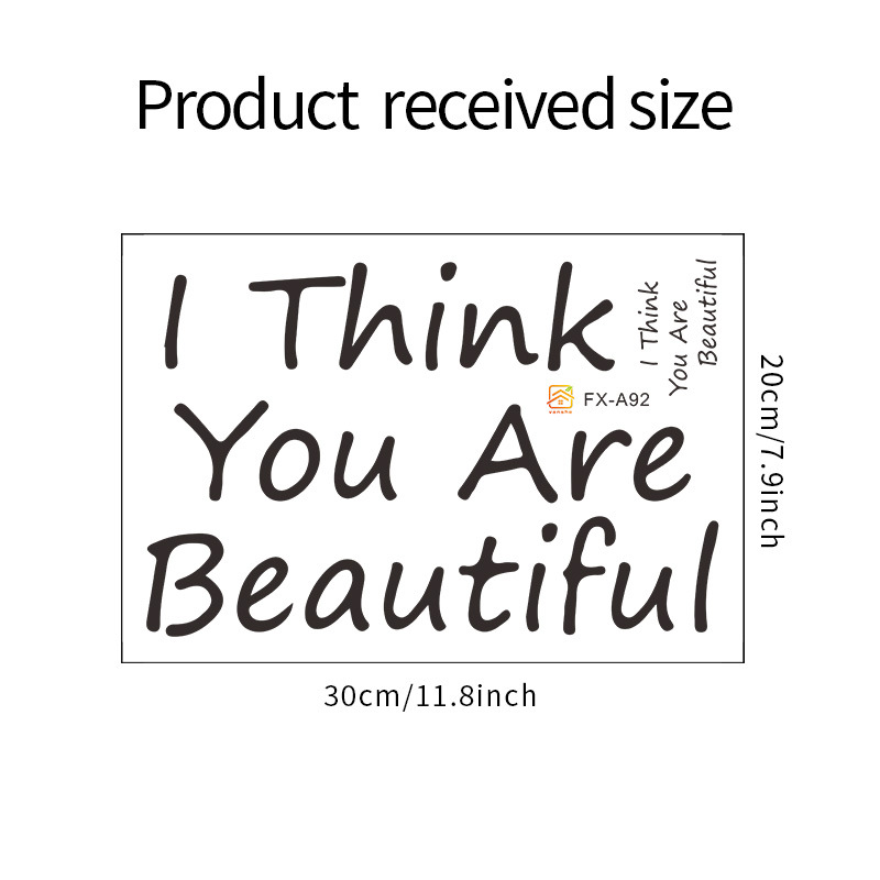 Simple Letter I Think You Are Beautiful Wall Sticker display picture 2