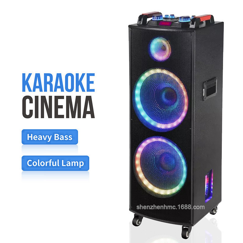 Foreign trade Double 12-inch 120W pull rod speaker subwoofer sound control light dual microphone high power stage lamp Bluetooth audio Foreign trade Double 12-inch 120W pull rod speaker subwoofer sound control light dual microphone high power stage lamp Bluetooth audio