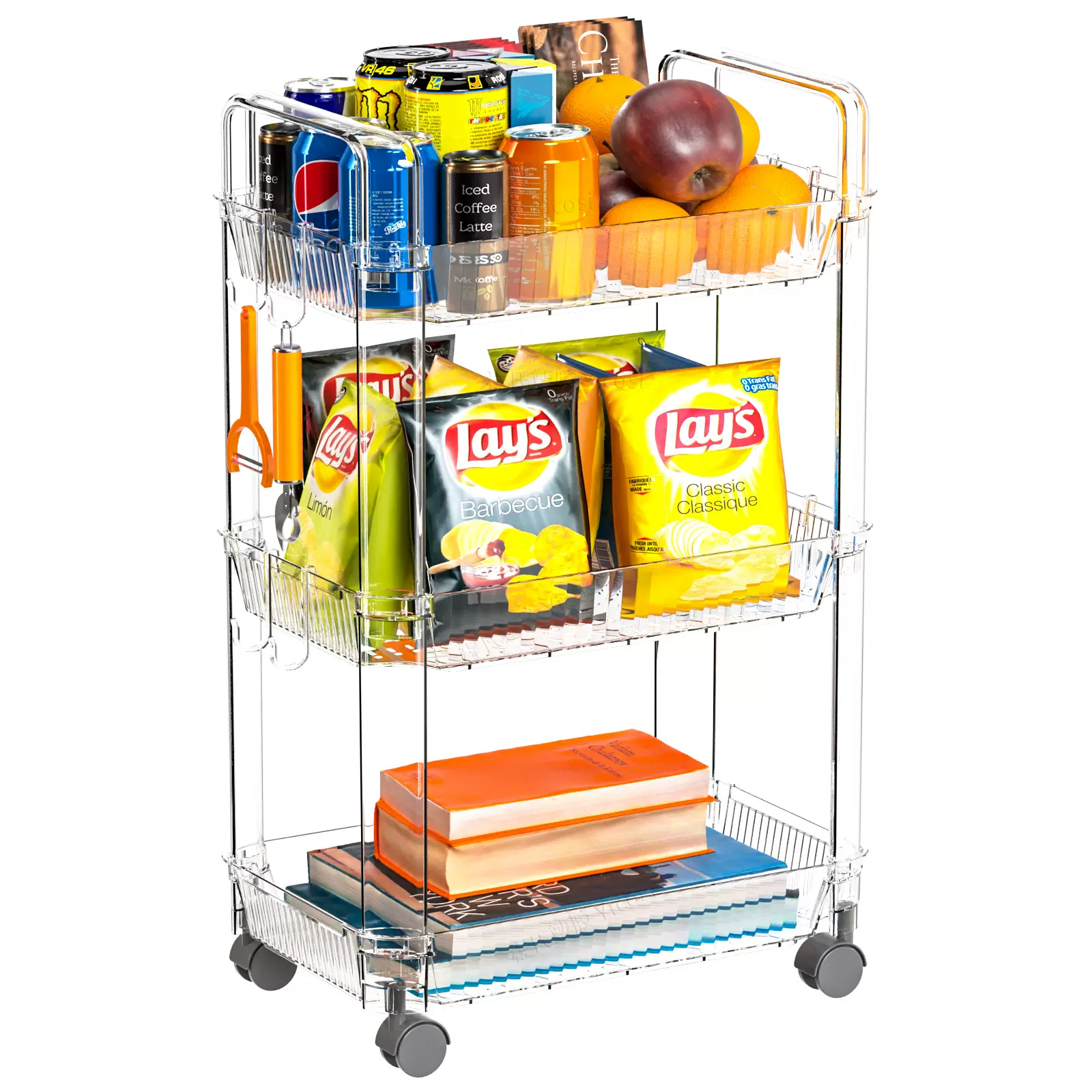 跨境家用小推车置物架厨房零食储物架玩具收纳架可移动整理架批发