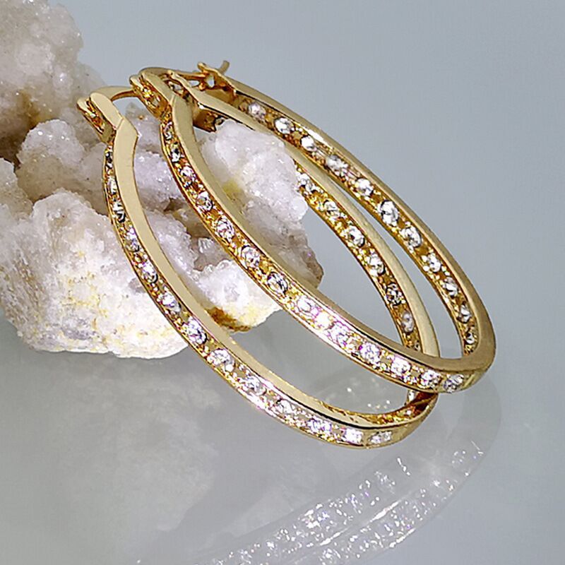 Cross-Border Hot-Selling Korean Style Simple Round Diamond-Encrusted Temperament Sparkling High-End Design Earrings and Earrings Manufacturers Wholesale