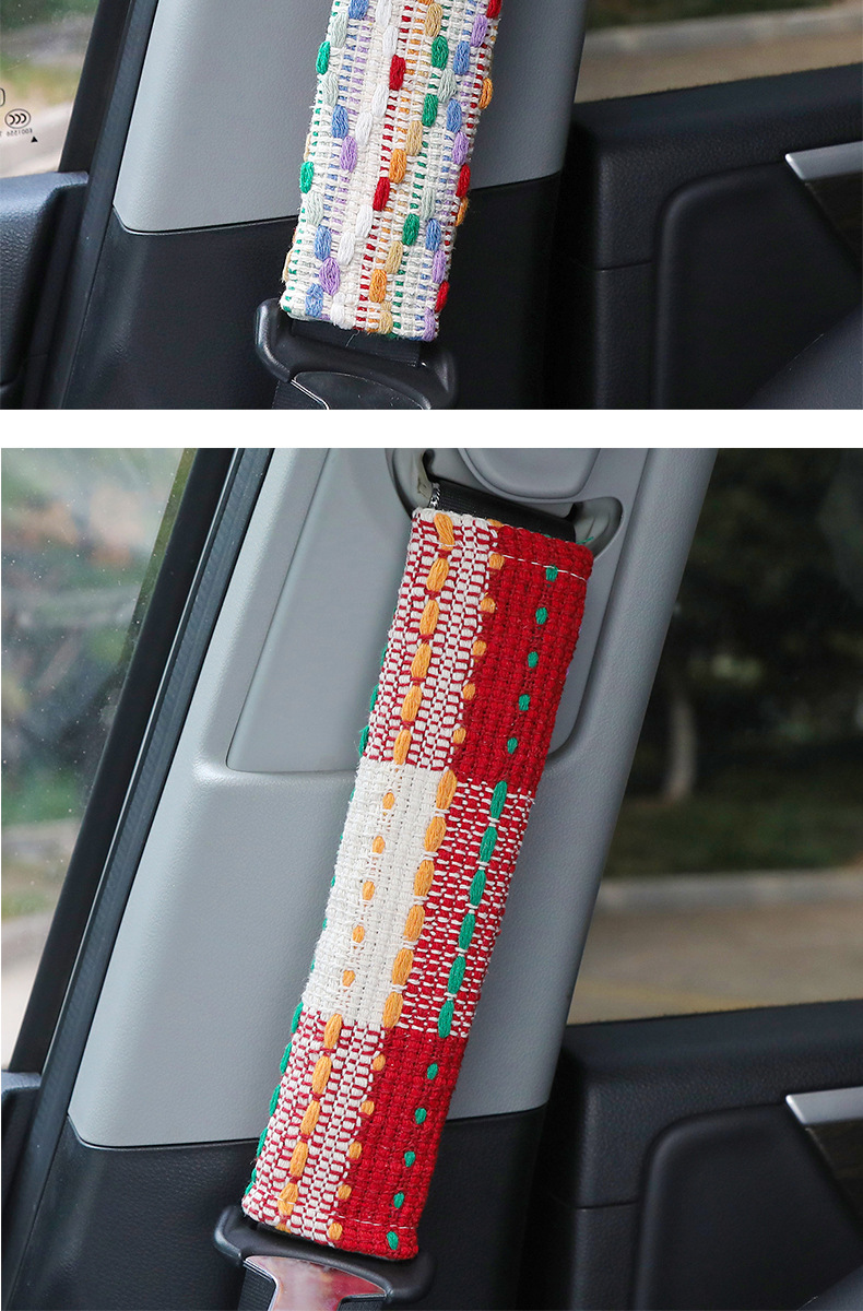 Car Seat Belt Shoulder Cover Creative Fabric Small Fragrance Decorative Seat Belt Protective Cover Anti-Stranglehold Car Interior Decoration