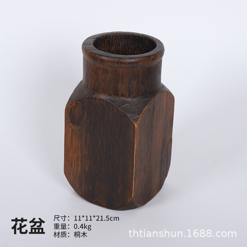 木製花瓶フラワーアレンジメント木製木製花瓶装飾品工芸品ドライフラワー長方形|undefined