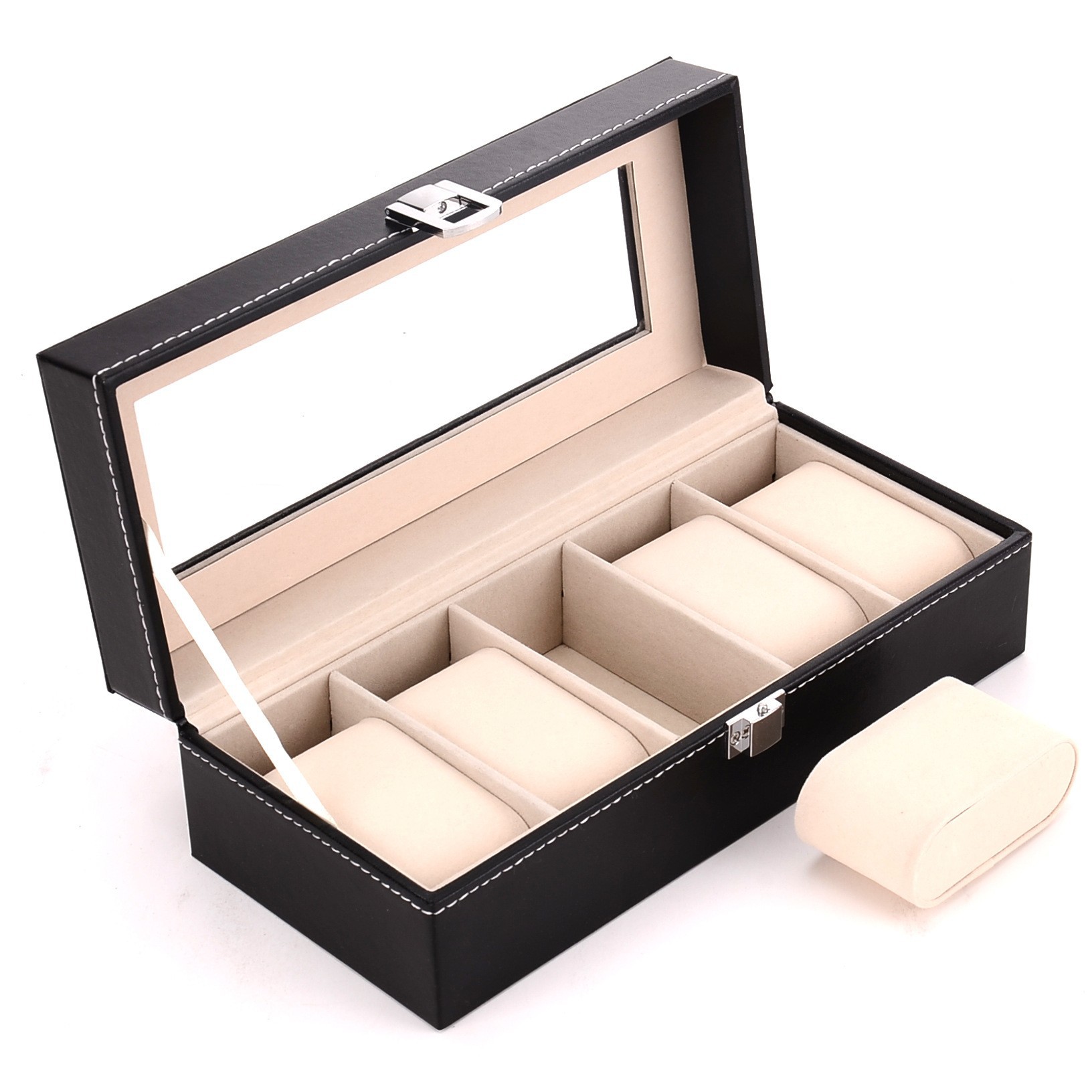 Caja de exhibición universal de cuero PU para relojes, embalaje portátil de alta gama para almacenamiento de múltiples relojes, ideal para dropshipping transfronterizo.