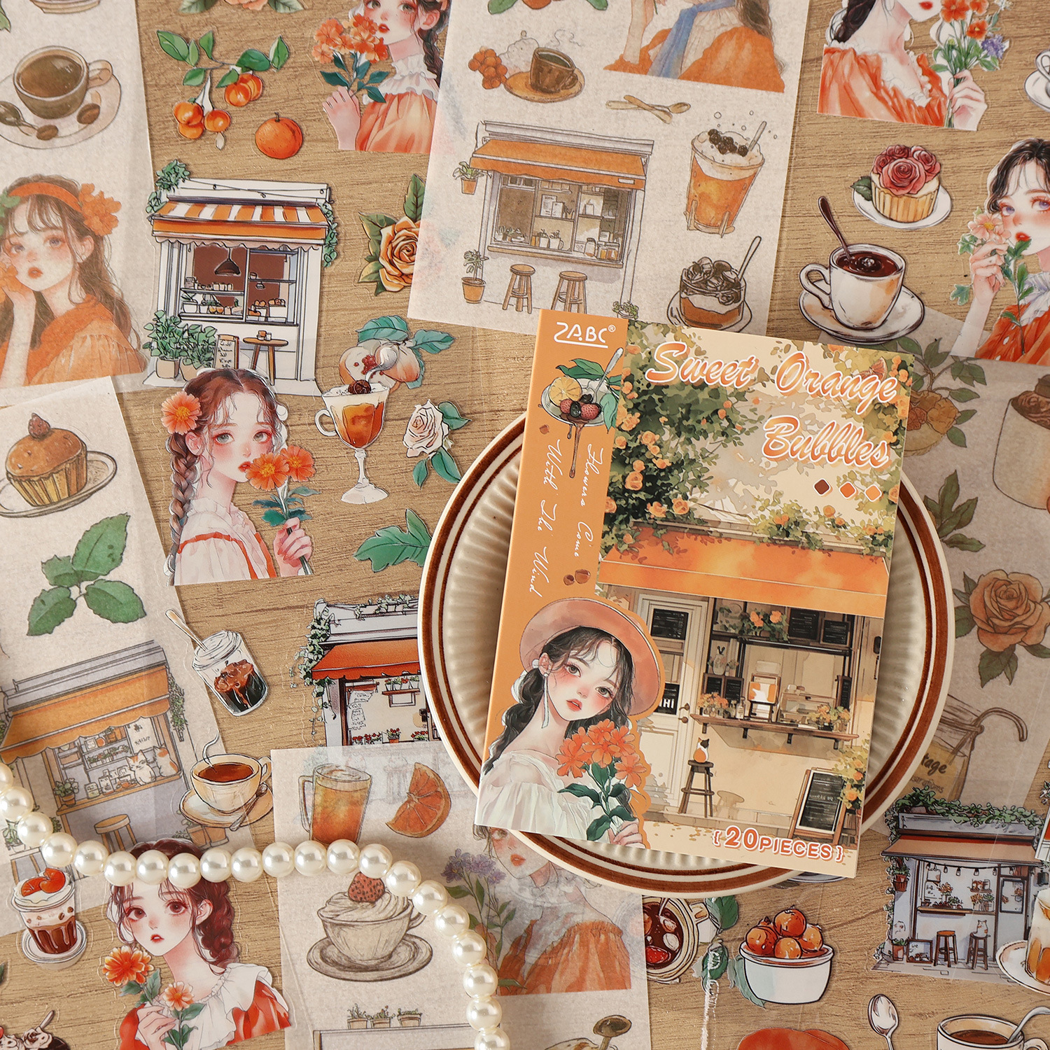 Pegatinas retro Yuezhen, letras de flores, series Fenglai, personajes británicos, pegatinas de flores, pegatinas de material de decoración de cuentas a mano