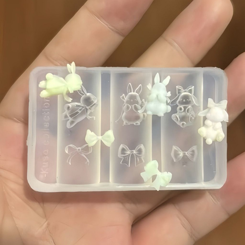 漫画バニーリボンリボン透明マニキュアモールドインターネット有名人 diy ウェアラブルネイルアクセサリー|undefined
