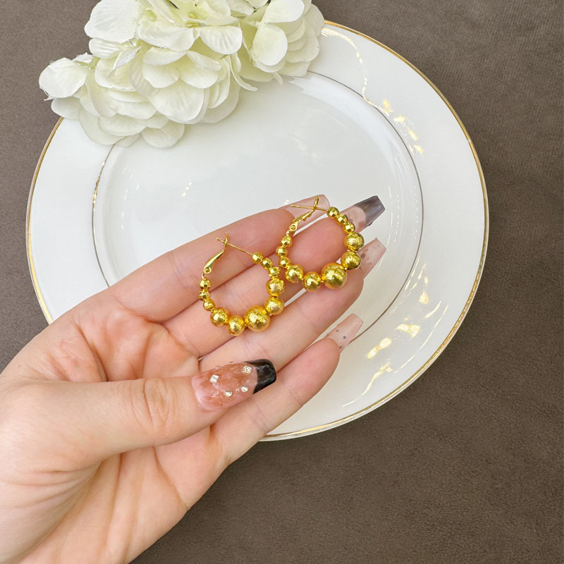 Pendientes de oro de arena antigua transfronteriza, diseño personalizado, perla, temperamento, aretes, lujo ligero femenino, durante mucho tiempo, sin decoloración