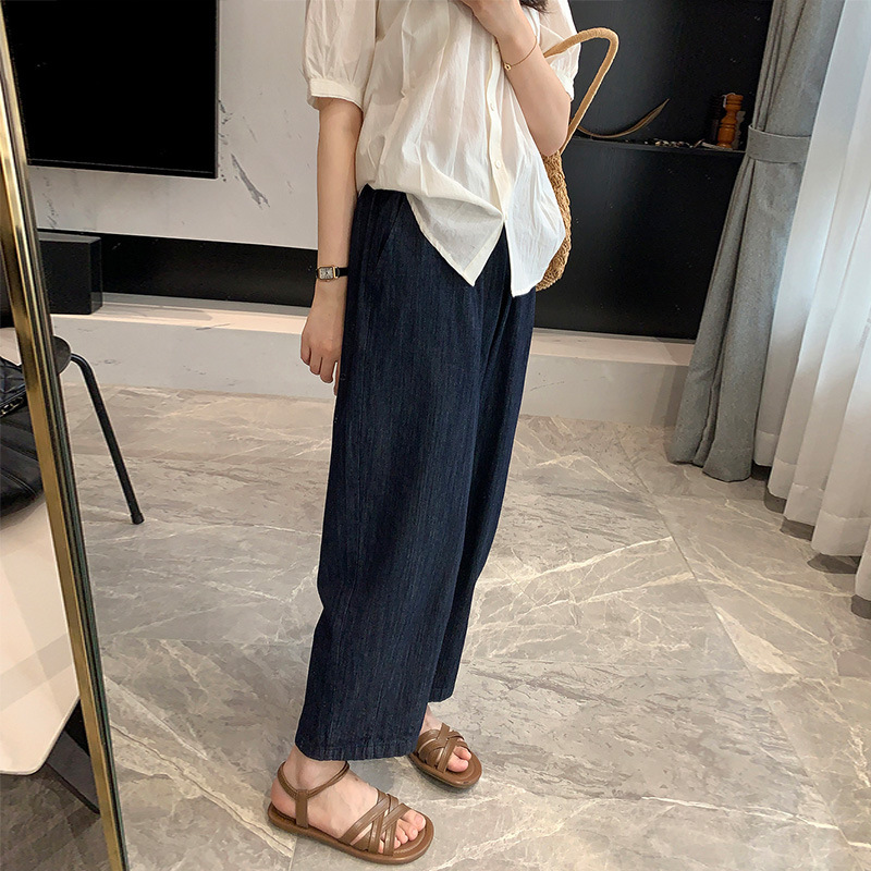 Japanese Style High Waist Tencel Jeans Women's 2025 Summer New Style Drawstring Straight Small Cropped Wide-leg Pants Japanese Style High Waist Tencel Jeans Women's 2025 Summer New Style Drawstring Straight Small Cropped Wide-leg Pants