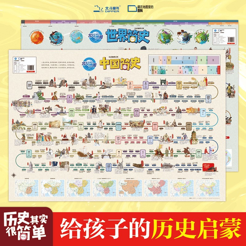 A brief history of china + a brief history of the world map (86*60cm)