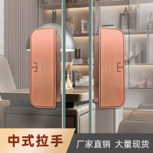 源头拉手厂家新中式商场门把手现代简约铝合金雕刻玻璃大门拉手