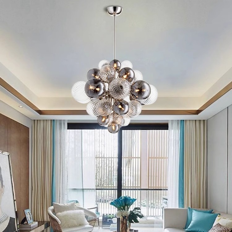 Nórdico moderno comedor sala de estar candelabro diseñador personalidad dormitorio bola de vidrio de diamante bola de arte lámpara molecular