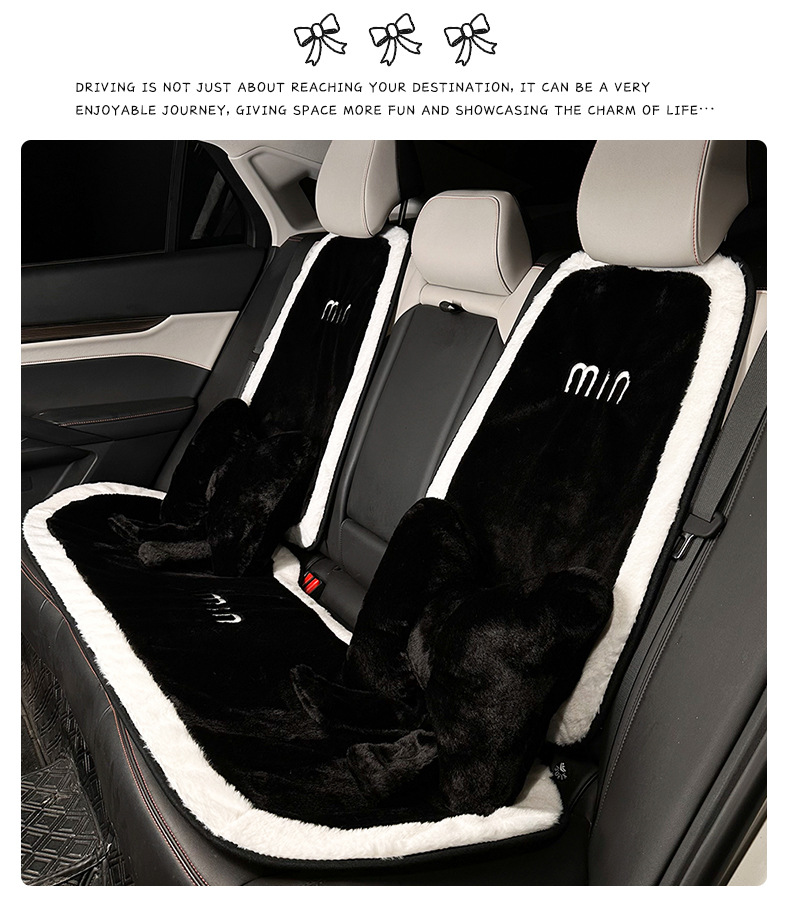 Winter plush car seat cushion, warm and thickened, popular rabbit fur with white edges, single-piece car seat cover