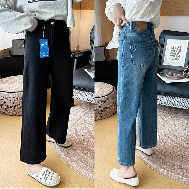 Slimming Straight-Leg Filter! Lyocell Cropped Jeans for Women 2026 Early Spring High-Waisted Stretchy Slimming Straight Wide-Leg Pants