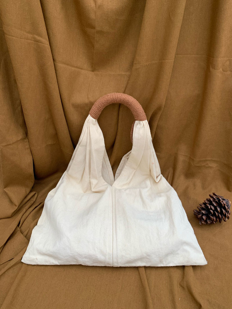 Borsa a mano casual in tela a spalla artistica in cotone e lino francese, borsa da donna_voghion.com