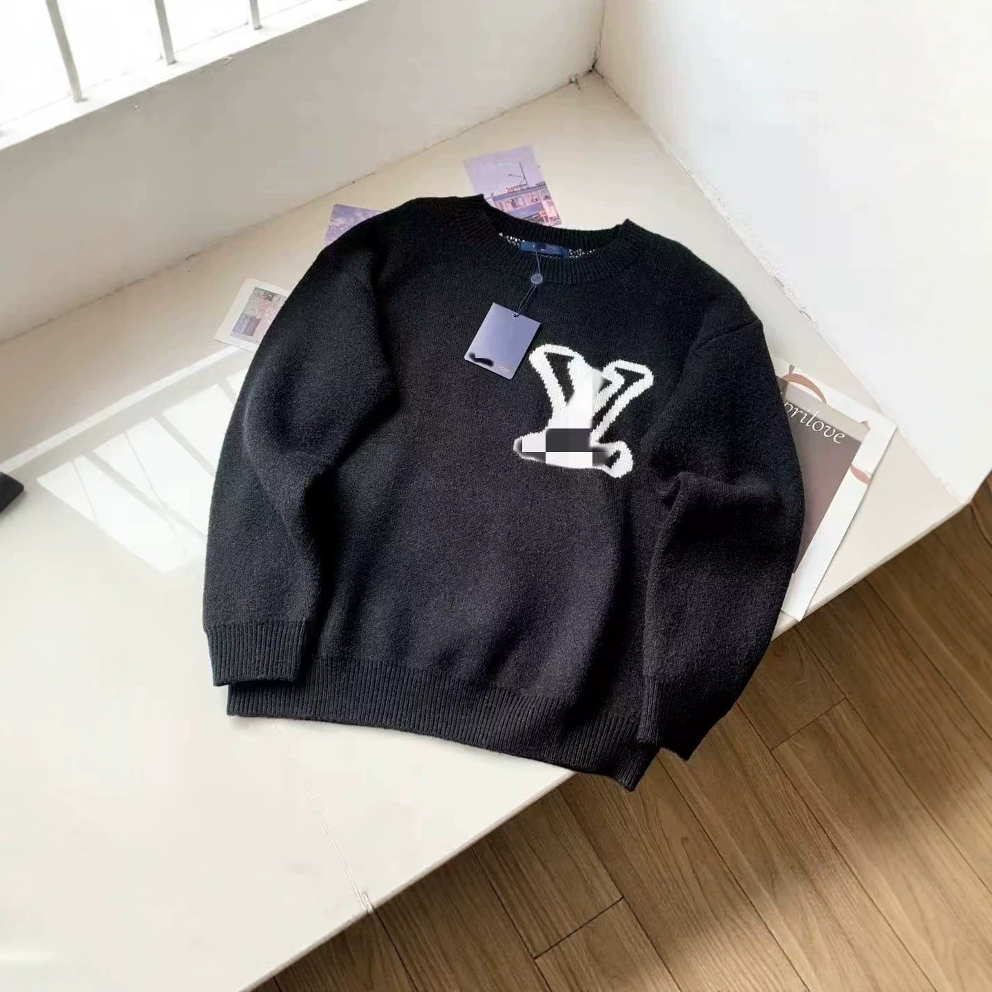 Suéter Unisex de Punto con Intarsia y Cuello Redondo para Hombre y Mujer