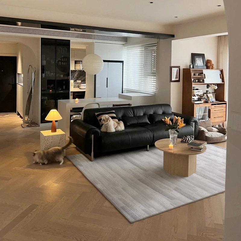 Alfombras modernas de lujo ligeras, alfombras anti-deslizantes de gran área para dormitorios fáciles de manejar, alfombras antibacterianas de alta calidad a prueba de agua