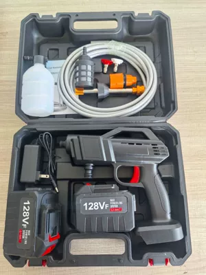 gun high-power lithium battery water | Portable car washer - black-fifteen-cells-two-batteries-and-one-plastic-box