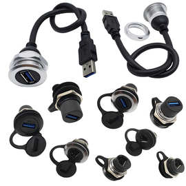 面板安装M22金属RJ45USB母座航空插座DATA连接器级接头端子焊线式
