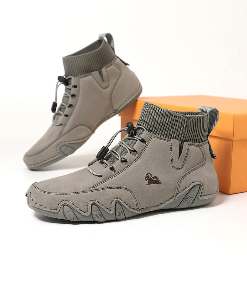 Bốt Martin cổ vừa unisex kiểu dây thun, đế bằng, form rộng — C8005 kaki, C8005 màu xám, C8005 màu đen, C8005M kaki lót nhung chi tiết 33