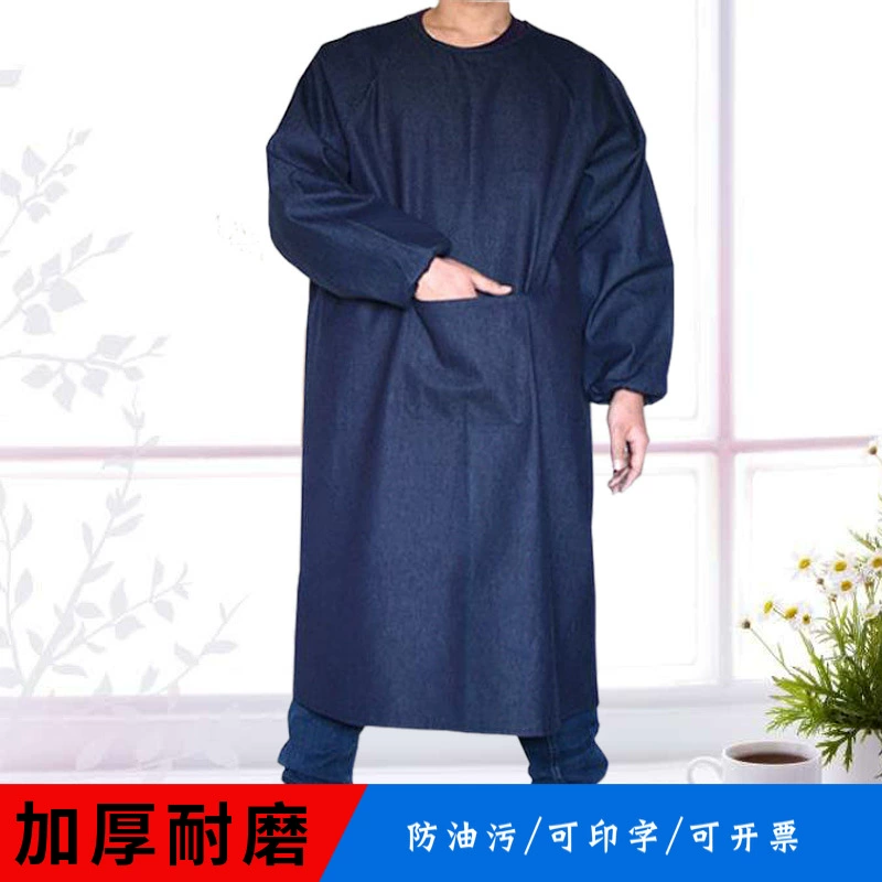 Wear-resistant cotton denim bib for men and women, increased thickness, wholesale