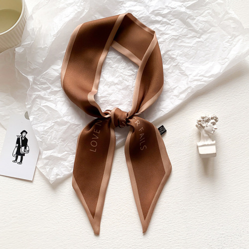 Korean fashion letters, narrow and long ribbons, women's fashionable small silk scarves, headbands, spring and autumn decorative scarves, tied scarves