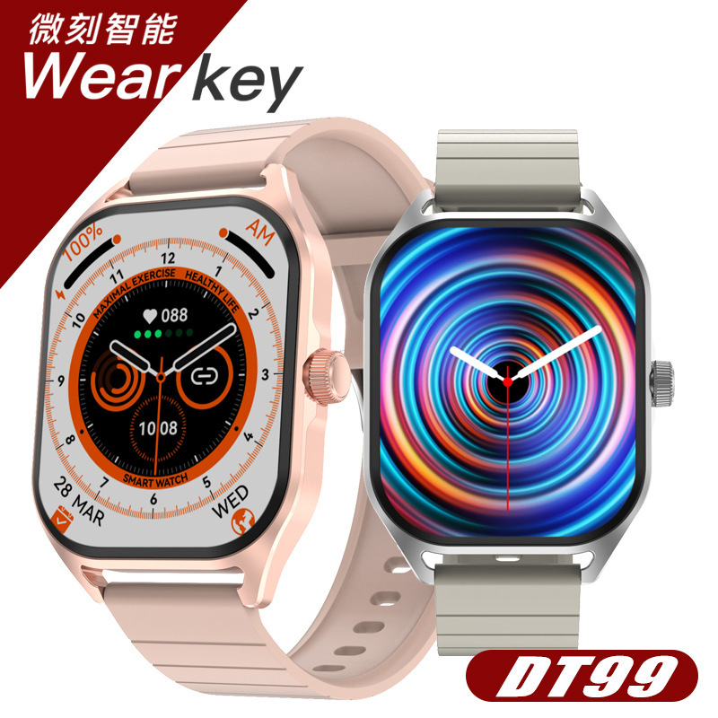 New DT99 Smart Watch AMOLED Screen Music Call Heart Rate Blood Oxygen Monitoring Compass Long Standby Sports