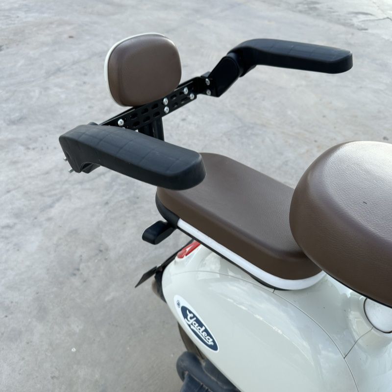 Rotatable Scooter with Guardrail, Electric Vehicle Rear Child Seat, Battery Vehicle Anti-Fall Folding Armrest