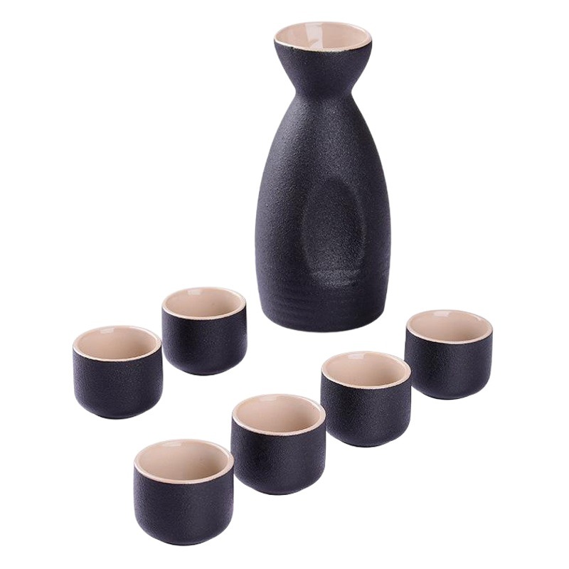 Venta caliente transfronteriza conjunto de vino de estilo japonés traje antiguo licor vino cerámica vino amarillo gres negro vino claro conjunto