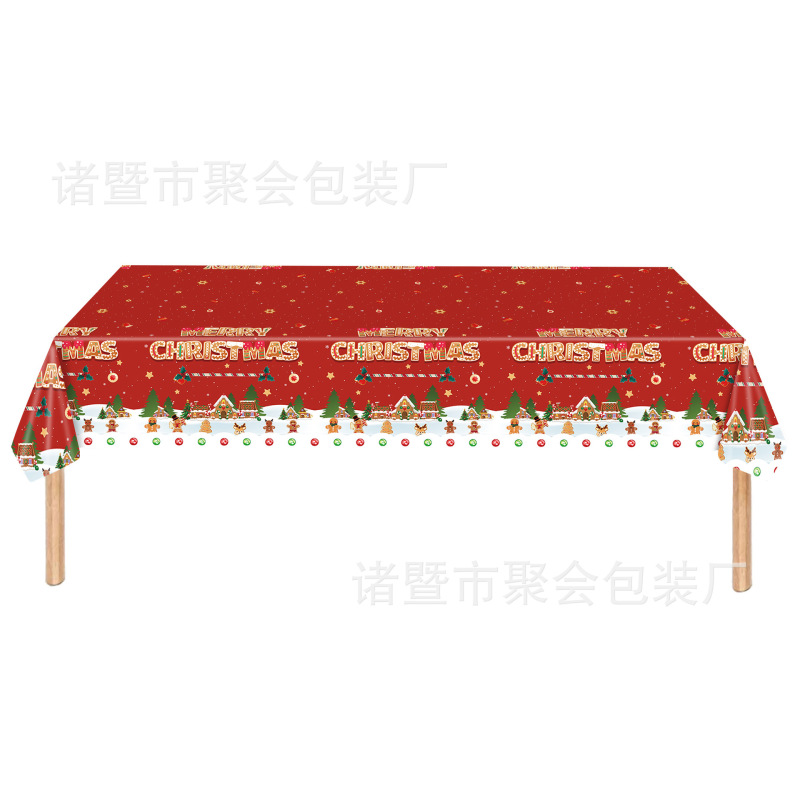 现货圣诞节派对用品姜饼人一次性桌布pe绿毛怪格林奇雪人装饰批发|undefined