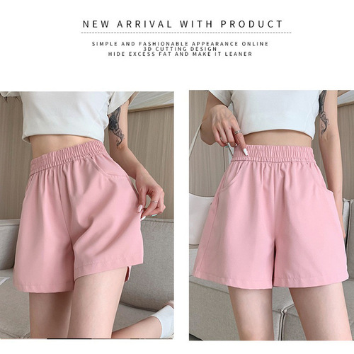 Summer Cross-border Leisure Shorts for Women, Washed Cotton Work Pants, Export Loose High-Waisted Wide Leg Pants for Women, Versatile Three-quarter Pants