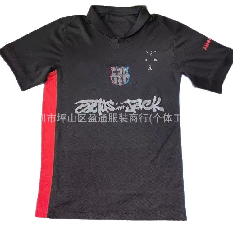 2526 バルセロナ トラビス スコット ジョイント エディション バルセロナ ブラック TS ジョイント ジャージ アマール サッカー ユニフォーム|undefined