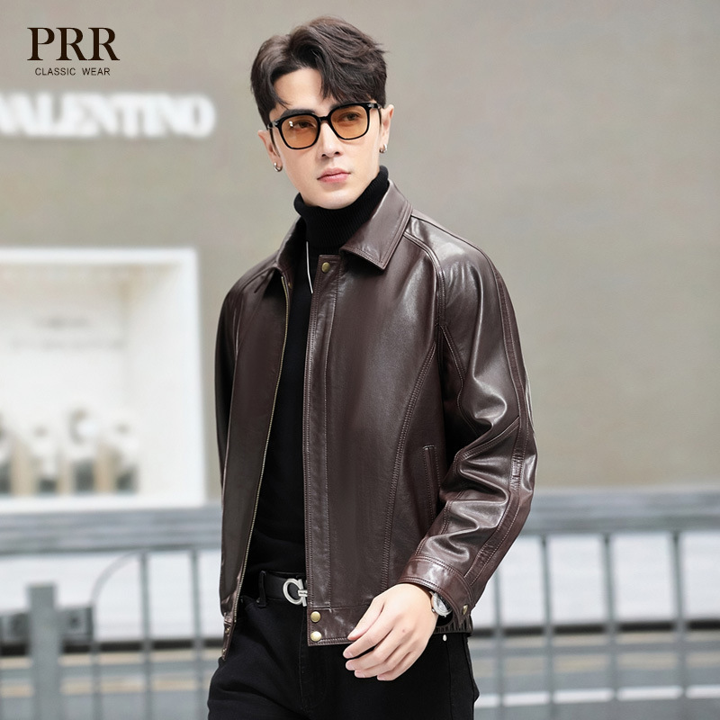 2023 New genuine leather coat men's lapel autumn and winter sheepskin down jacket goose down liner leather jacket thickened coat