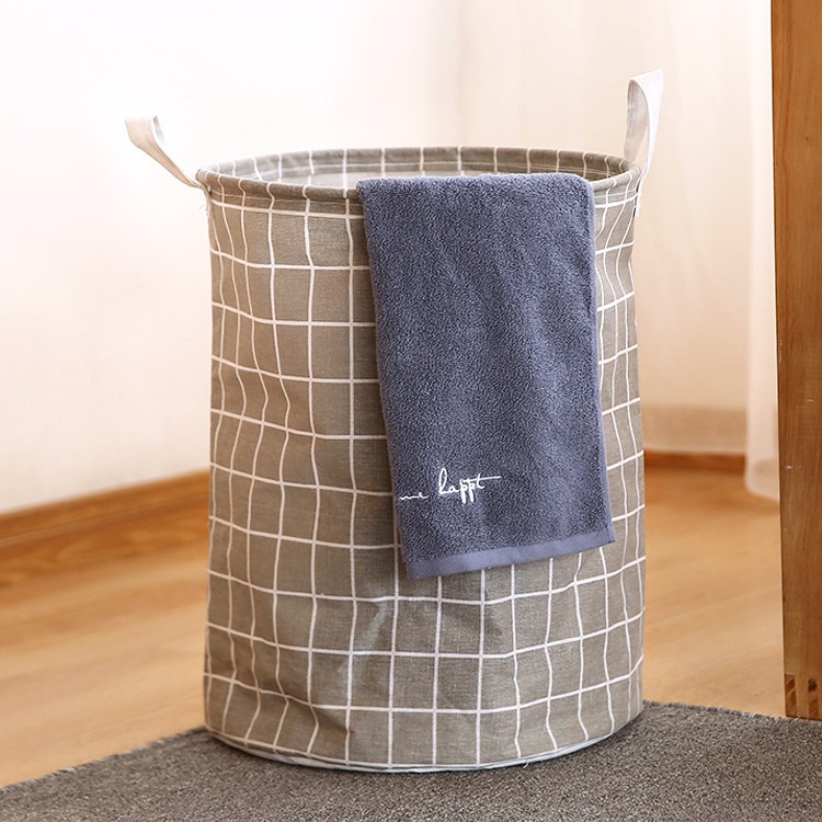 Cesto para ropa sucia plegable simple escandinavo, cesta de almacenamiento de tela resistente al moho y al desgaste, baño, dormitorio, cubo para ropa sucia de algodón y lino de doble propósito