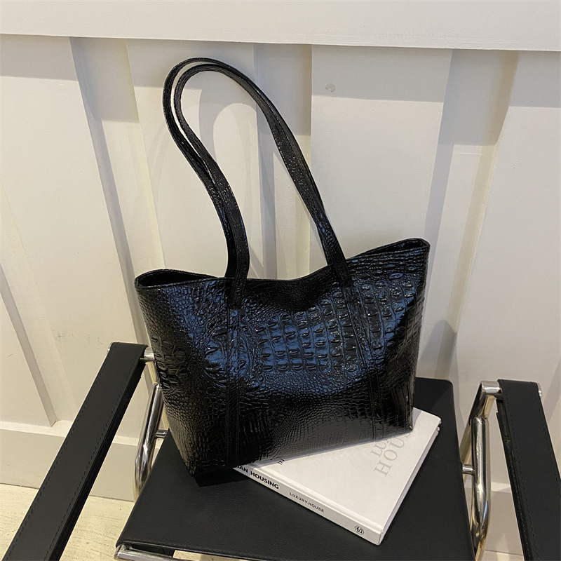 2024 nueva moda cocodrilo casual estilo coreano retro gran capacidad de color sólido damas bolso de hombro de mujer