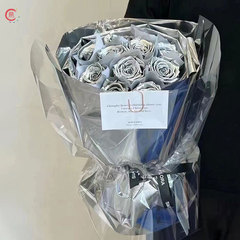 鏡面膜亮光鮮花包裝紙防水銀色鋁箔紙花束包花紙手工diy花藝材料