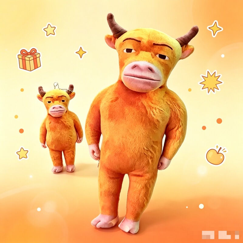 Cow pendant hot-selling plush toy cute cartoon doll gift children's toy trendy figurine abstract and funny