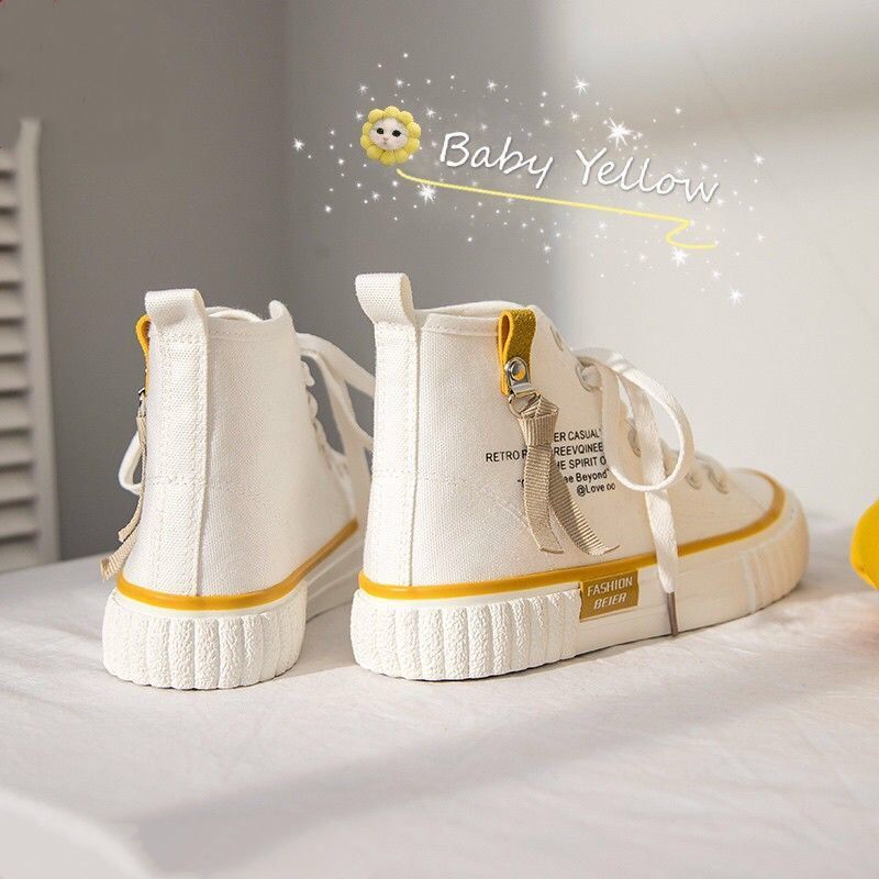 High top canvas shoes 2023 female spring and autumn new ulzzang single shoes ins fashion shoes casual small white shoes