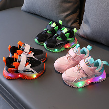 亮灯儿童鞋1-6岁3男童网面运动鞋透气女宝宝软底婴儿学步鞋闪灯鞋