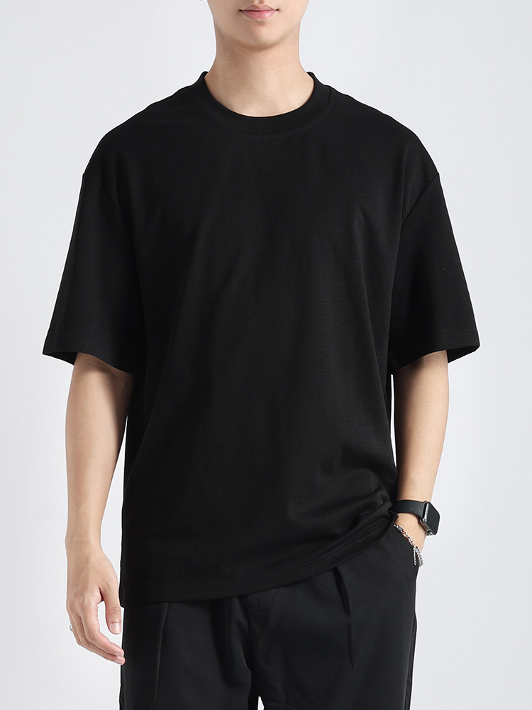 Camiseta pesada de verano para hombres, lujo ligero, sensación de alta gama, manga corta suelta, casual 2025, nueva camiseta para hombres, ropa de verano para hombres