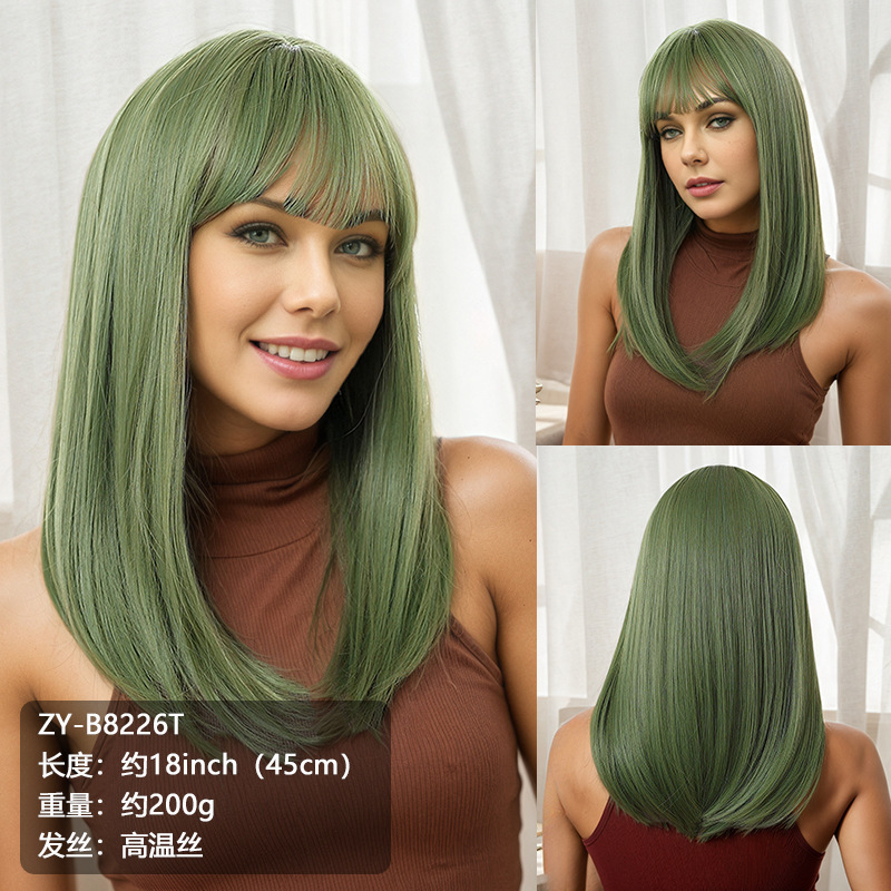アメリカ北欧中東クロスボーダーホットセールボブヘアフルヘアスタイルショートレディースレッドブラウンヘッドギア|undefined