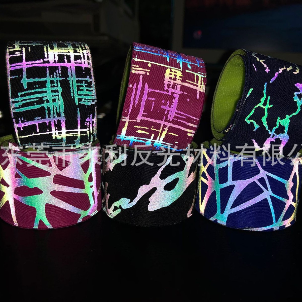 LED反光手腕带LED反射臂环夜间骑行反光臂带反光腰带可调节拍拍圈