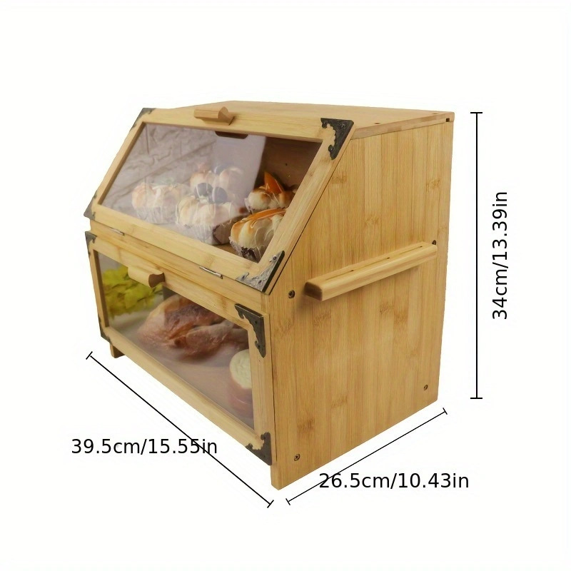 竹製の大容量パンボックス収納ボックスはキッチン収納に適しています|undefined