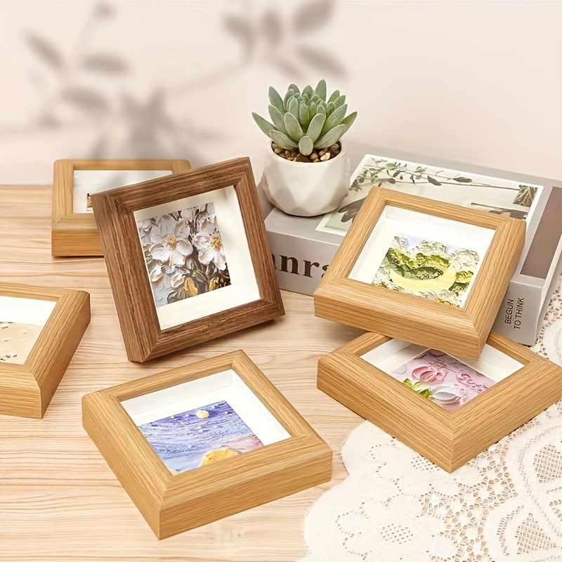Cross-Border Hot-Selling DIY Butterfly Specimen Mini Photo Frame Square Hollow Photo Frame Oil Pastel Handmade Table Gift