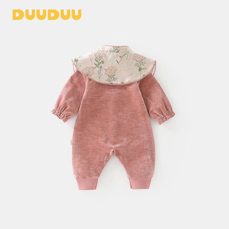 DUUDUU 꽃 칼라  소녀 옷 봄과 가을 긴 소매 포장 방귀 옷 하 옷 나가기  점프 수트