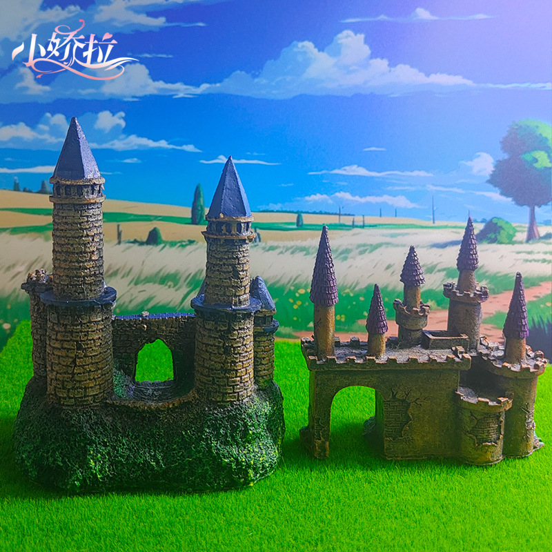 Nuevas decoraciones de pecera, castillos con aguja de estilo europeo, mansión antigua, jardinería, decoraciones de paisajismo, diseño de paisaje pequeño y pequeño