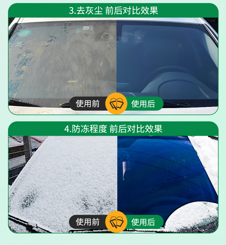 Car glass water winter antifreeze minus -40-15-25 wiper water car strong oil film removal four seasons universal