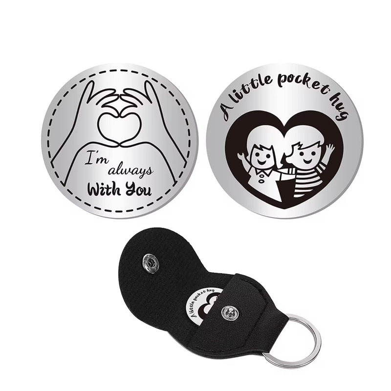 Un poco de bolsillo abrazo de bolsillo Hug token llavero de acero inoxidable familia amigo regalo